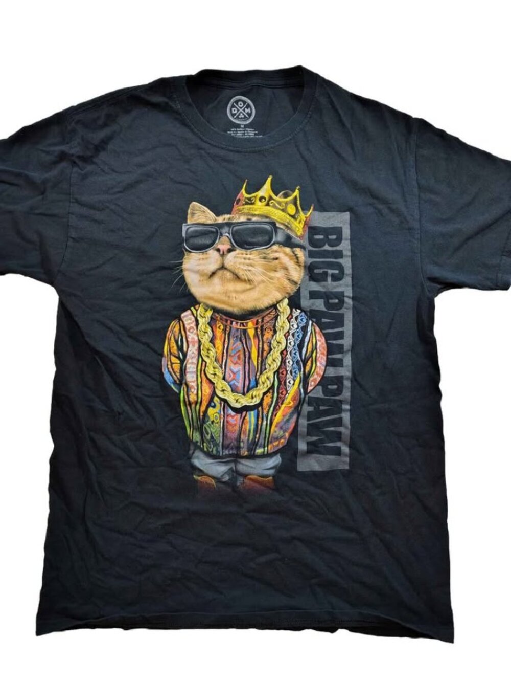 Men's D&M Big Paw Paw Cat T-Shirt Size Medium Says BIG PAW PAW Across The Top